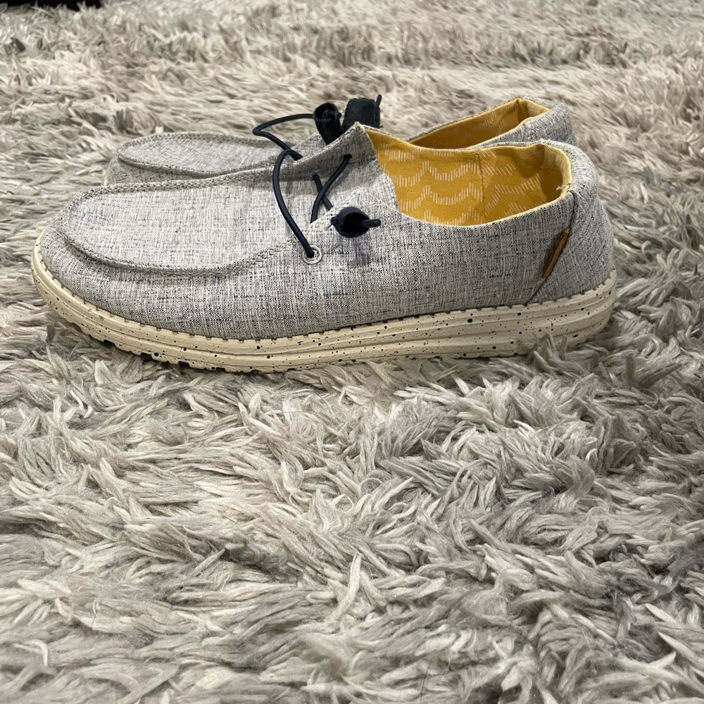 Hey Dude Gray Women's Moccasins with Black Accents - Picture 3 of 5